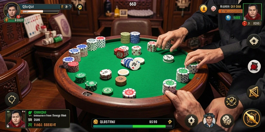 Tampilan gameplay QiuQiu yang menegangkan dan menarik di 66D.