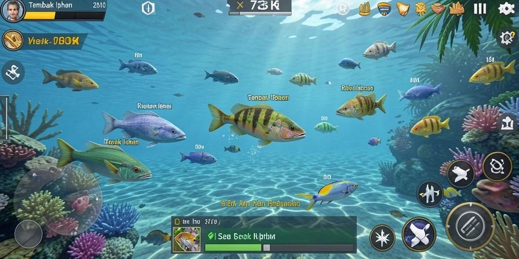 Gameplay seru dari 73K menembak ikan dengan berbagai jenis senjata.