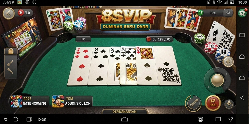Screenshot gameplay 8SVIP menampilkan aksi seru permainan Domino.