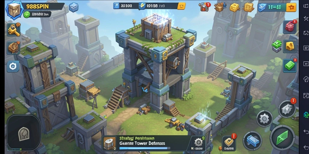 Gameplay menarik di 988SPIN dengan menara bertahan yang strategis.