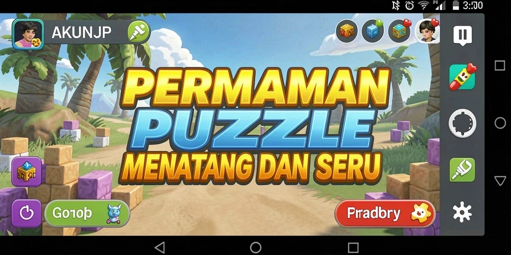Screenshot gameplay AKUNJP dengan teka-teki menantang yang menarik.