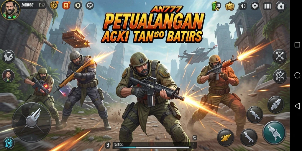 Tangkapan layar utama AN777 menampilkan aksi seru dalam pertempuran.