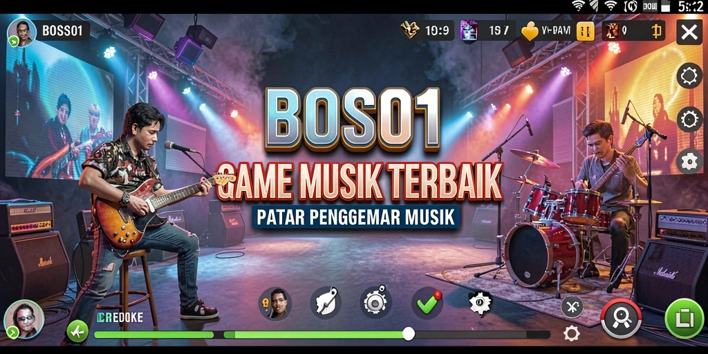 Tampilan gameplay seru di BOS01 dengan berbagai pilihan lagu.