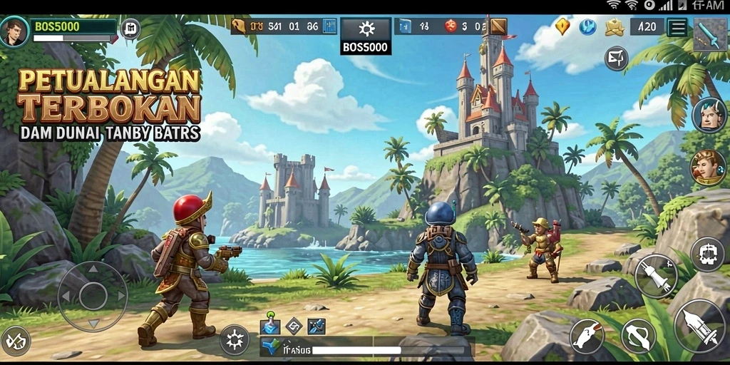 Tampilan gameplay BOS5000 dengan dunia terbuka yang menakjubkan.
