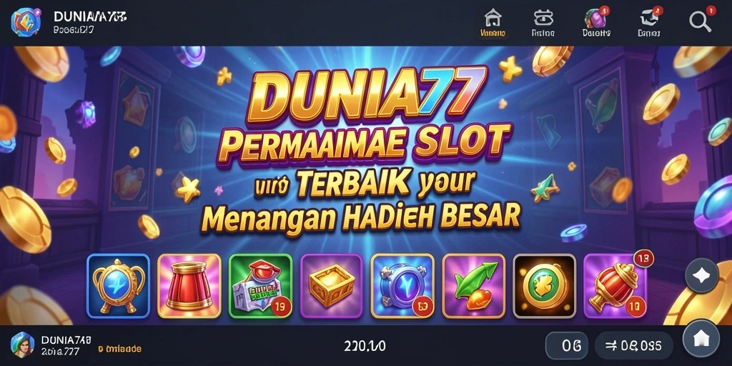 Tampilan menarik dan seru dari gameplay DUNIA77 yang penuh warna.