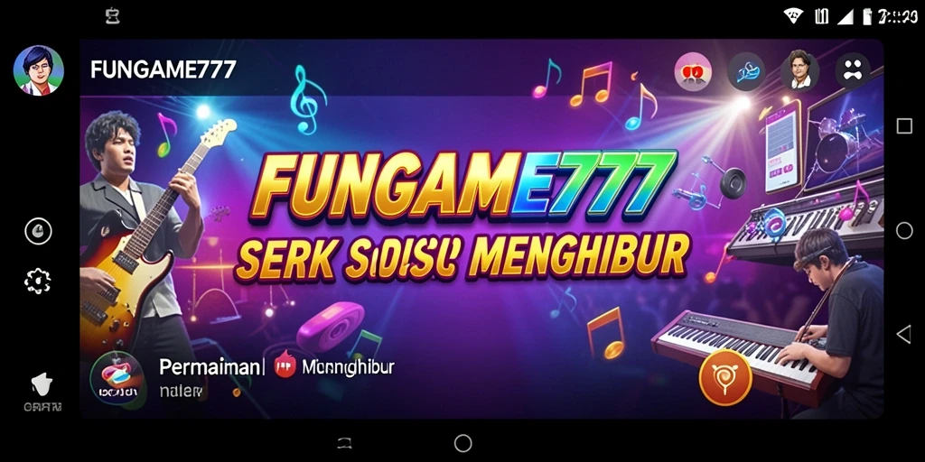 Screenshot gameplay FUNGAME777 dengan musik yang menggembirakan.