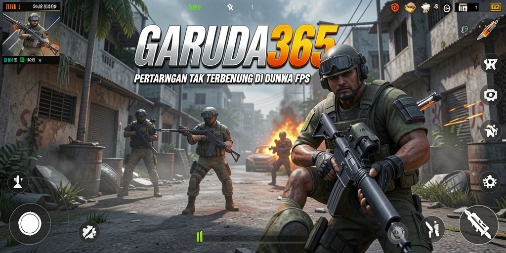 Screenshot penggambaran pertempuran intens di GARUDA365.