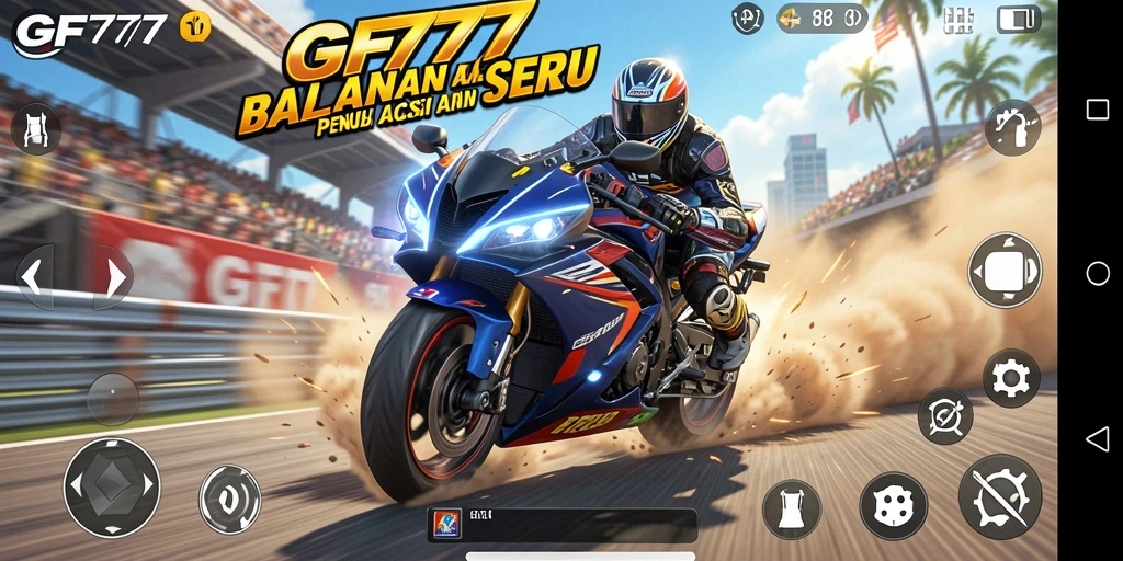 Tampilan menarik dari gameplay balapan motor di GF777
