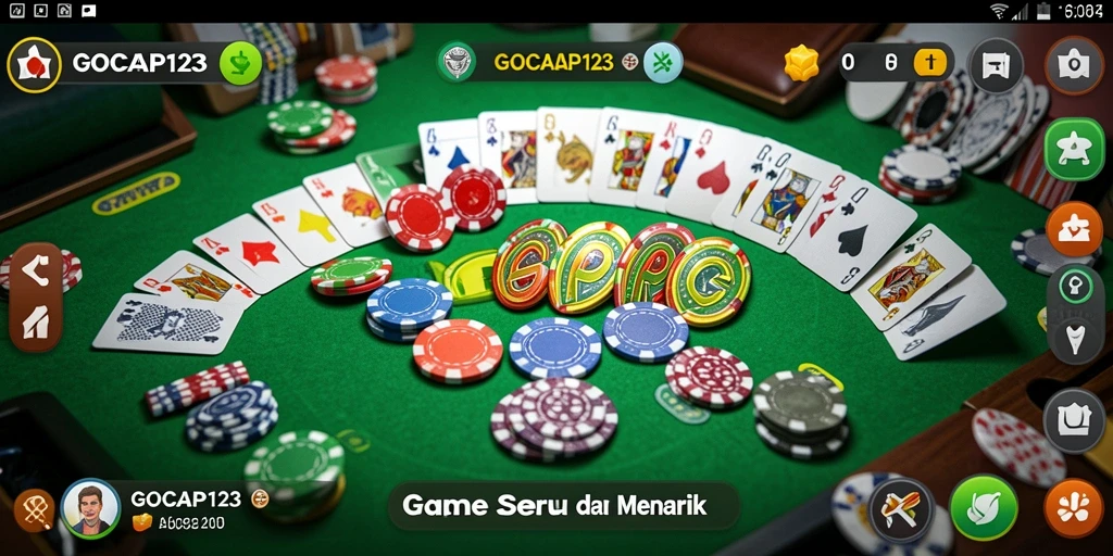 Screenshot GOCAP123 menampilkan gameplay Gaple yang mendebarkan dan interaktif.