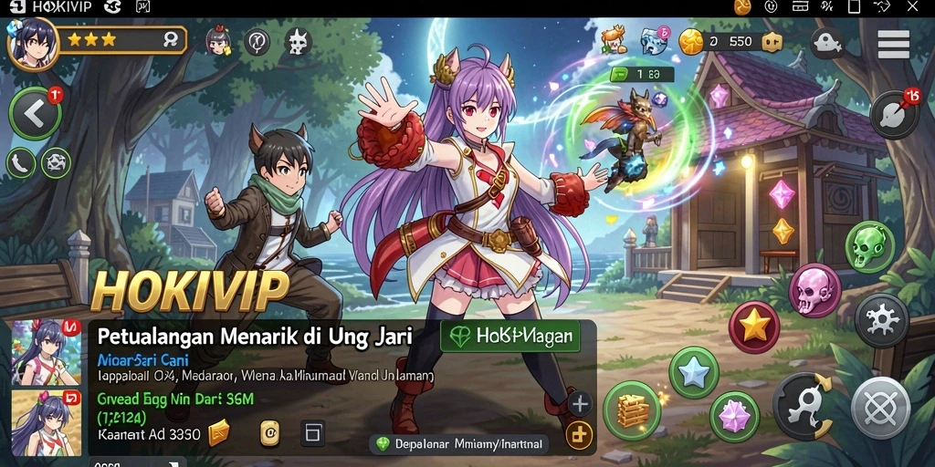 Screenshot utama HOKIVIP dengan karakter anime yang dinamis.