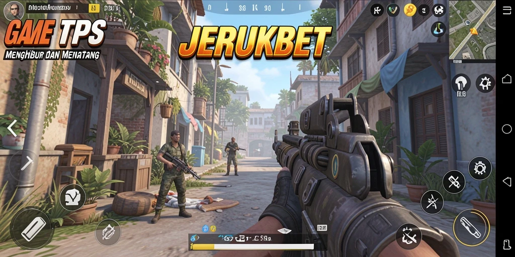 Tampilan gameplay seru di JERUKBET dengan aksi tembak-menembak.