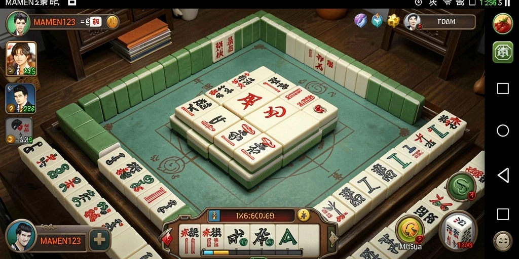 Screenshot gameplay MAMEN123 dengan desain Mahjong yang menarik.