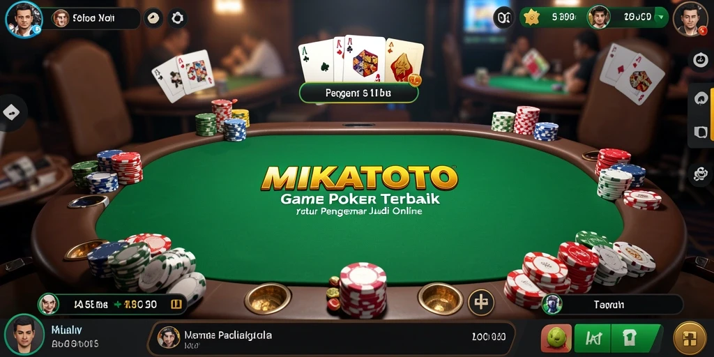Tangkapan layar gameplay MIKATOTO yang menunjukkan aksi poker yang mendebarkan.