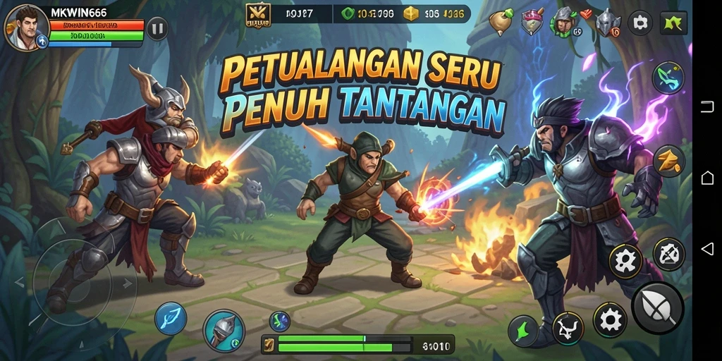 Screenshot gameplay MKWIN666 menampilkan aksi petualangan yang mendebarkan.