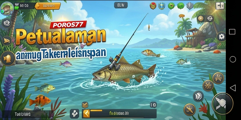 Tampilan gameplay POROS77 yang menarik dan seru saat menangkap ikan.