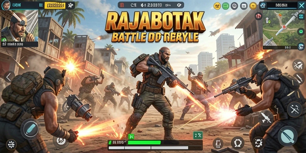 Tangkapan layar aksi intens RAJABOTAK dalam pertandingan Battle Royale.