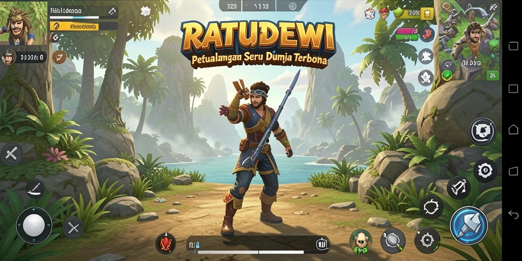 Tampilan gameplay RATUDEWI dalam dunia terbuka yang luas dan interaktif.