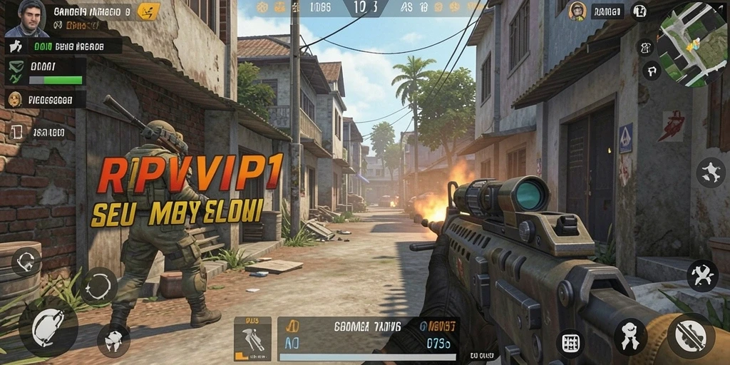 Screenshot gameplay RPVIP1 yang menampilkan aksi seru dalam pertempuran TPS.