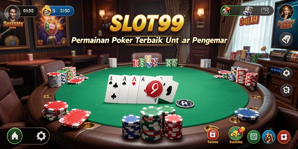 Tangkapan layar utama SLOT99 menampilkan aksi intens permainan Poker.