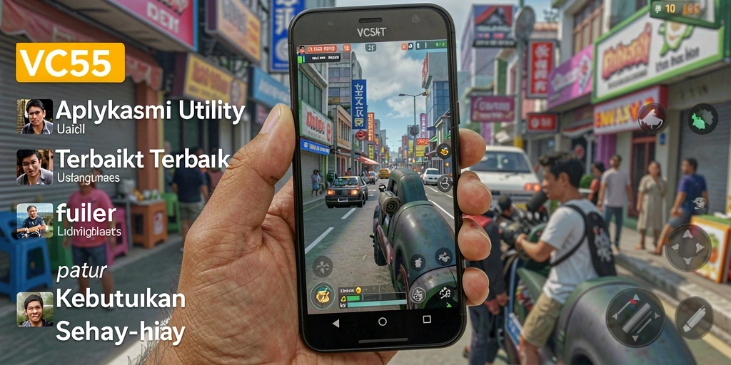 Tampilan utama VC55 dengan fitur-fitur utilitas yang bermanfaat.
