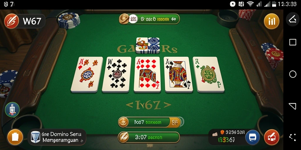 Screenshot W67 menampilkan gameplay seru permainan Domino.